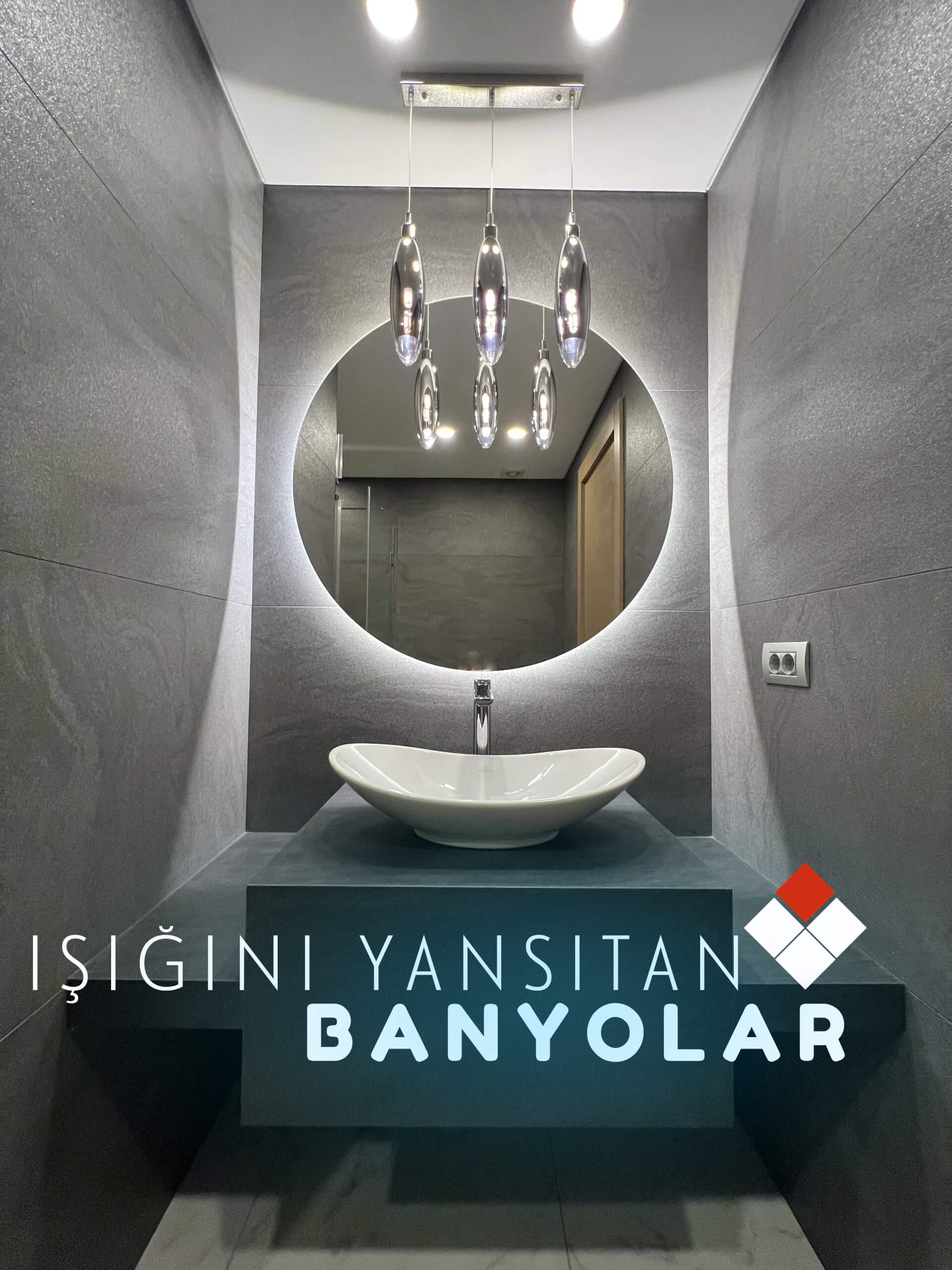 Pietra Grey ile Işığı Yansıtan Banyolar