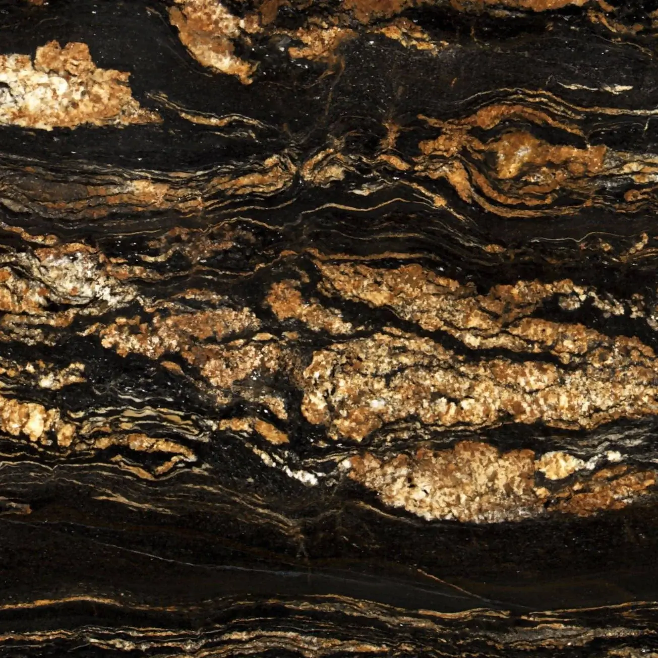 Black Fusion Granite | Black & Gold Veined Natural Stone